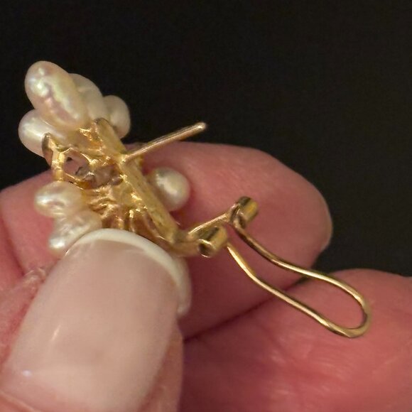 Fresh Water Pearl Cluster Earrings - Picture 9 of 13